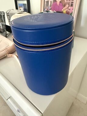 Augustinus Cobalt Blue Cylindrical Leatherette Jewelry Case